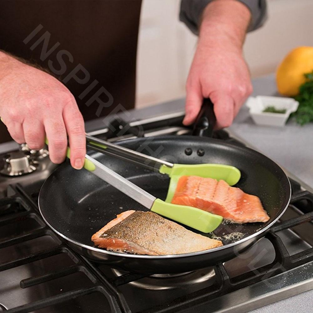 Hirundo 2 in 1 Kitchen Spatula and Tongs - 1 pair ( Large&Small)