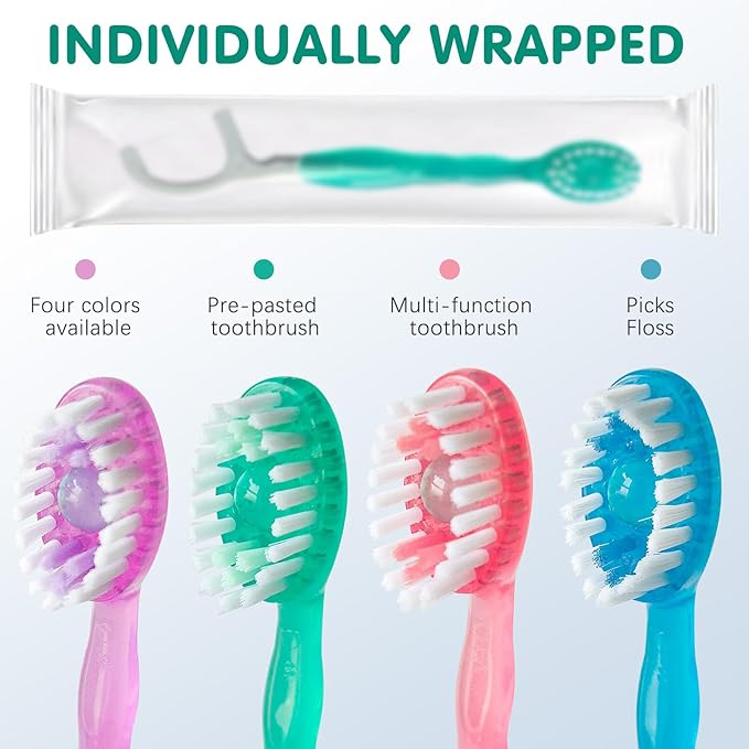 Mini cepillo de dientes 5 en 1 (pasta de dientes, hilo dental, palillo y raspador de lengua), set de viaje portátil
