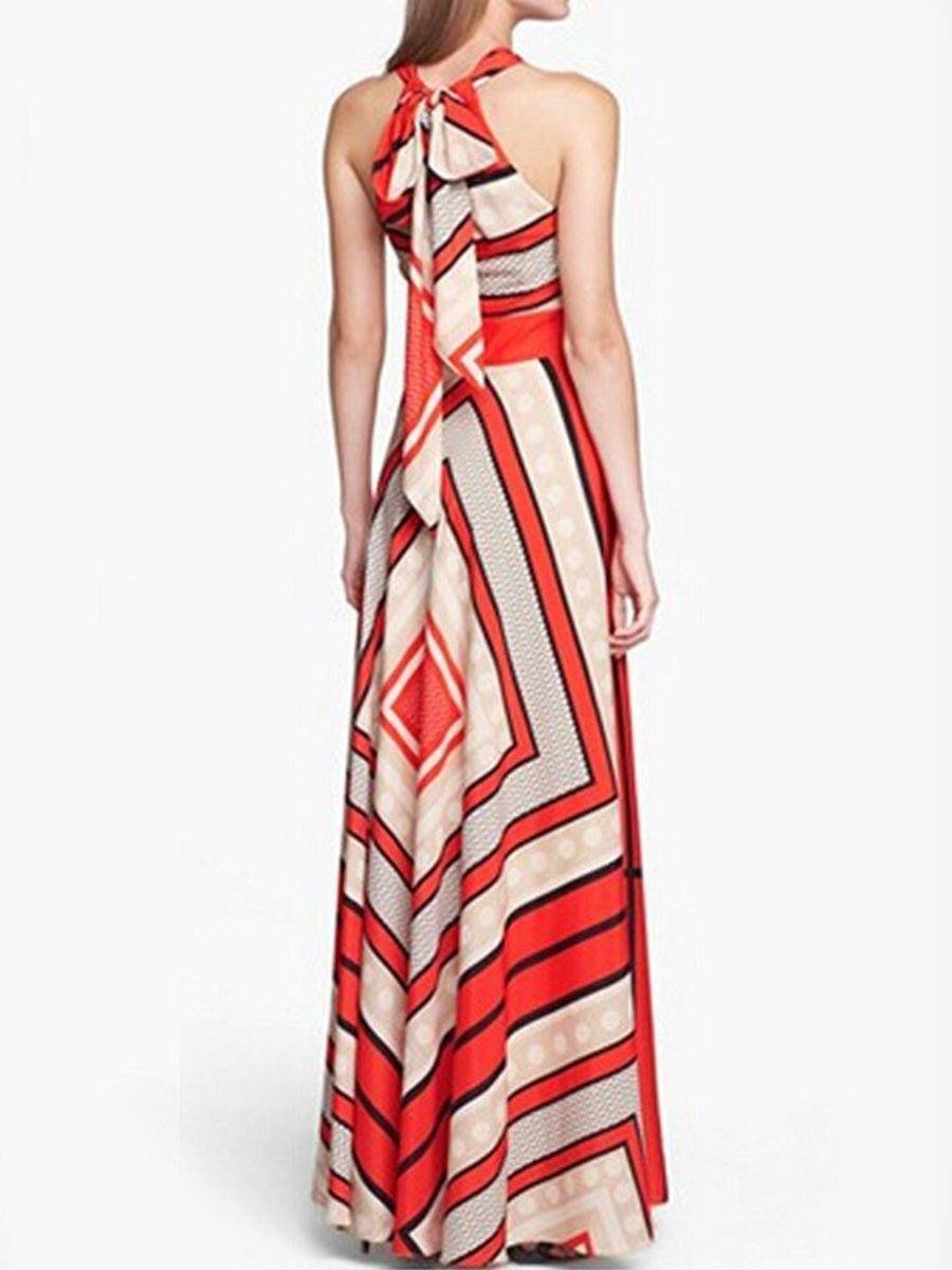 New Crew Neck Printed Maxi Dress.AQ