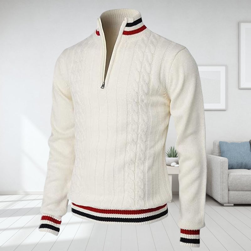 Color Block Turtleneck With Zip Closure