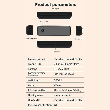 Portable Wireless Bluetooth Thermal Printer