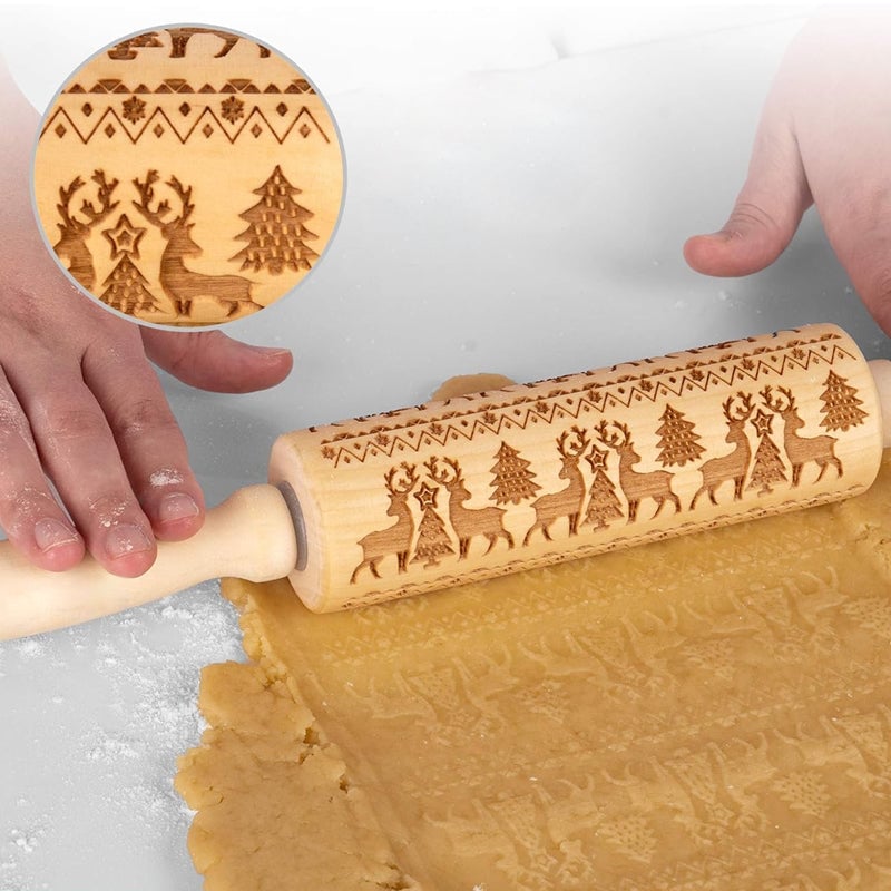 Carved beech wood rolling pin