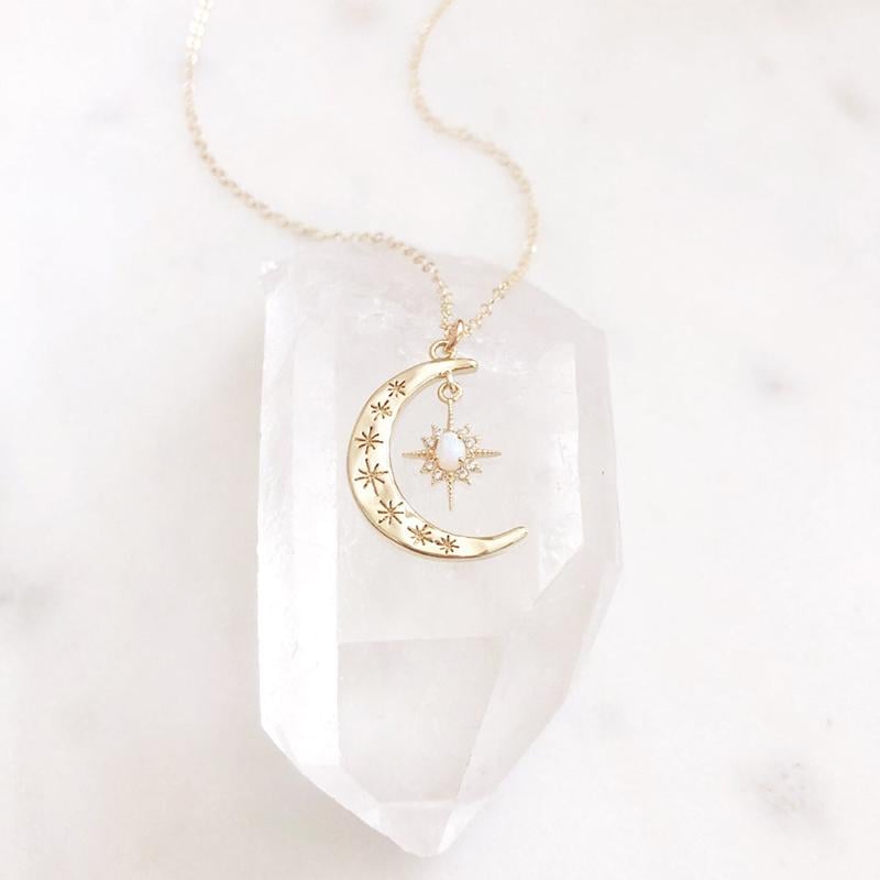 Crescent Moon & Sun Necklace