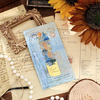 Retro oil painting hollow bookmark
