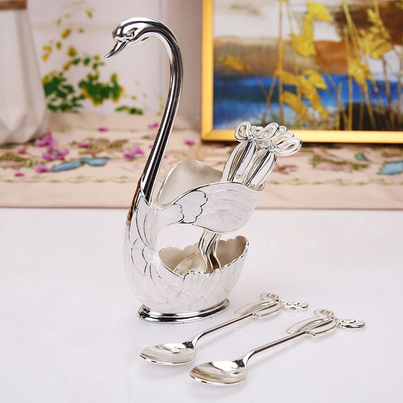 Home Decoration Swan Dessert Spoon/Fork Tableware Set