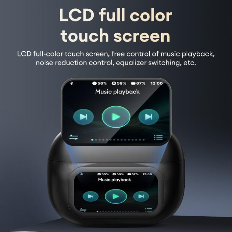 Auriculares inalámbricos con clip y pantalla táctil LCD a todo color