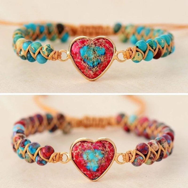 💓To My Granddaughter Love You Forever Jasper Heart Bracelet🎁