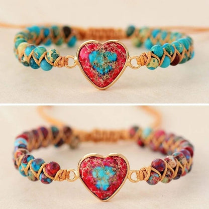 💓To My Granddaughter Love You Forever Jasper Heart Bracelet🎁