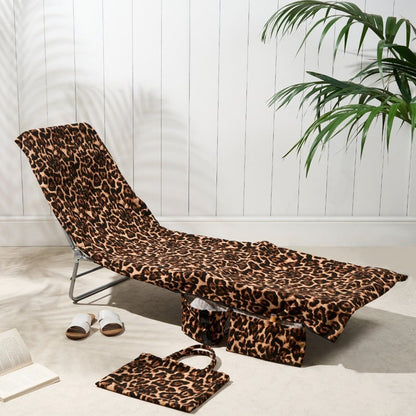 Sun Lounger Towel with Pockets Storage in a Bag