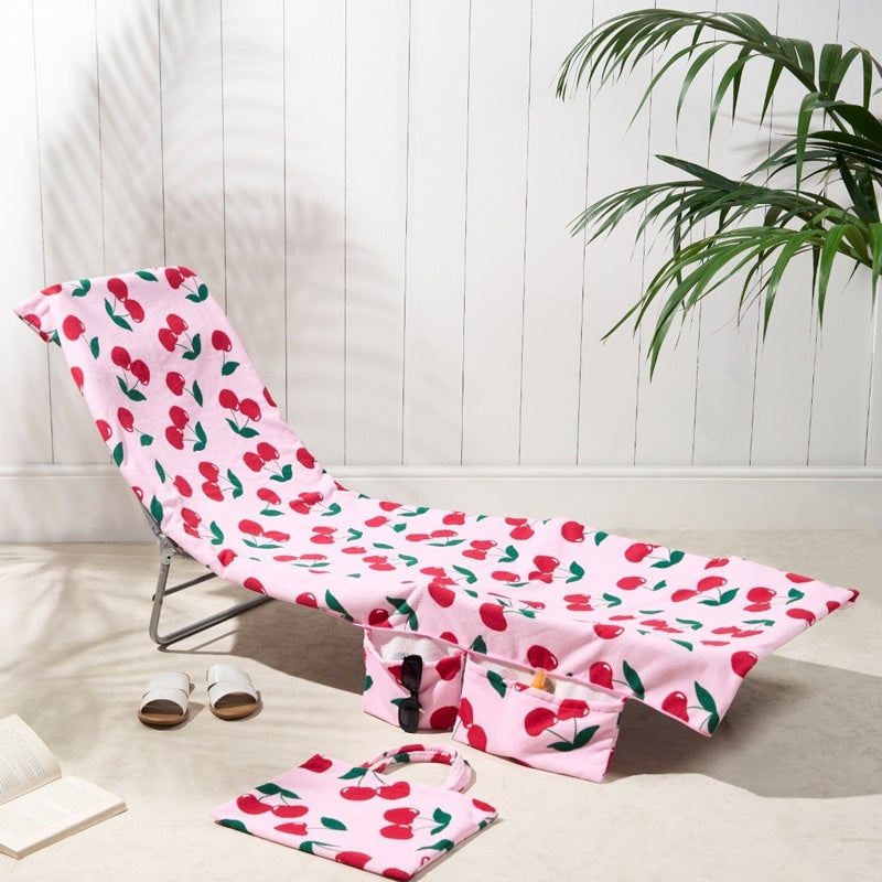 Sun Lounger Towel with Pockets Storage in a Bag
