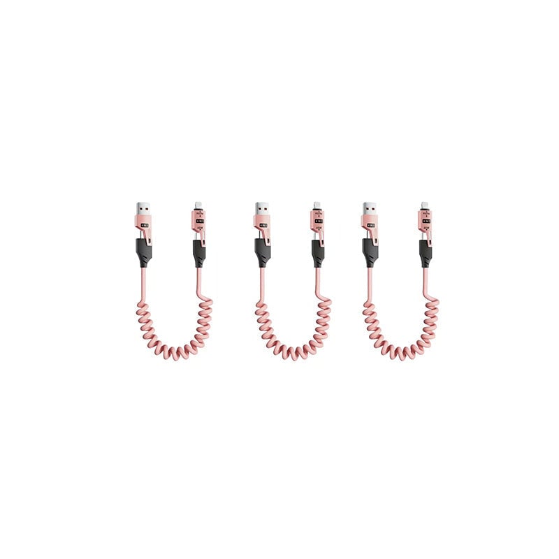 Spring retractable 4 in 1 65w fast charging data cable