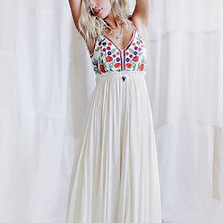 New Bohemian Strap Printing Beach Vacation Dress.AQ