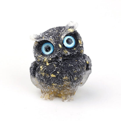 Natural Crystal Gravel Epoxy Owl Ornament