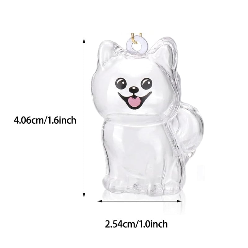 A cute puppy-shaped fur storage keychain