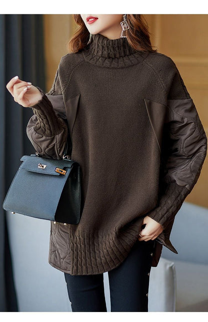 Turtleneck Patchwork Knitted Sweater