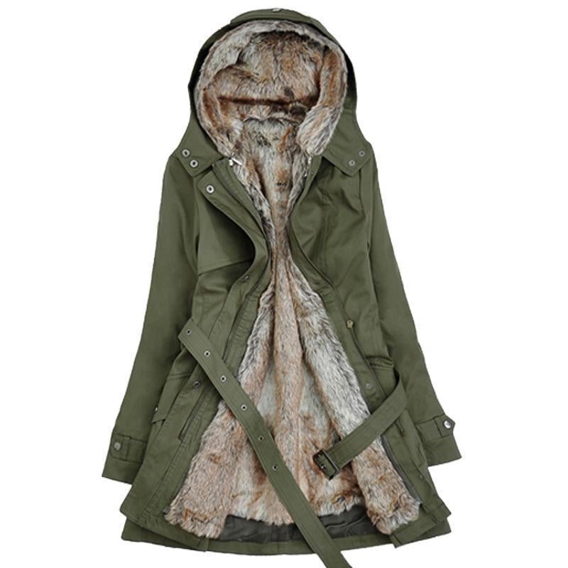 Ladies Winter Coat With Removable Faux Fur