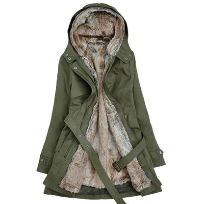 Ladies Winter Coat With Removable Faux Fur