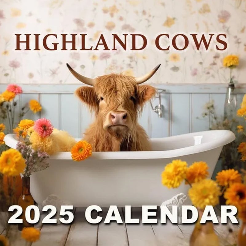 Funny Highland Cows in Bathtubs Calendar
