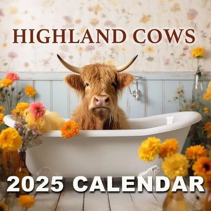 Funny Highland Cows in Bathtubs Calendar