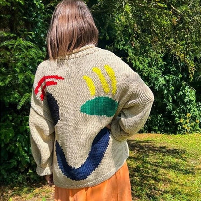 Lässiger Pullover mit Smiley-Muster