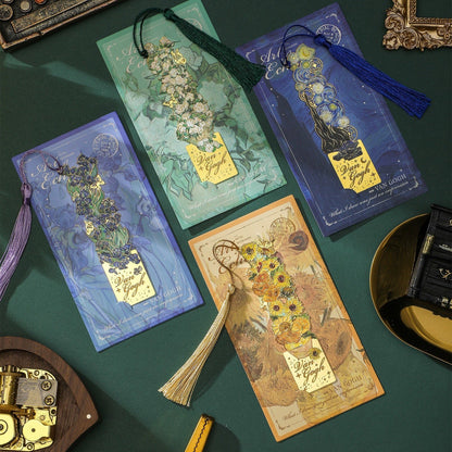Retro oil painting hollow bookmark