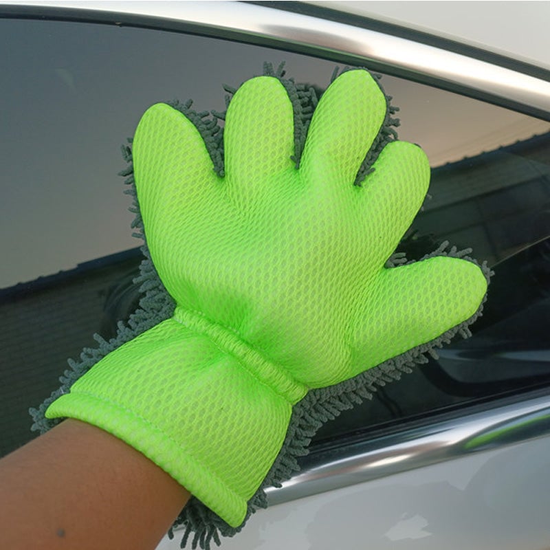 Double-sided five-finger car wash gloves