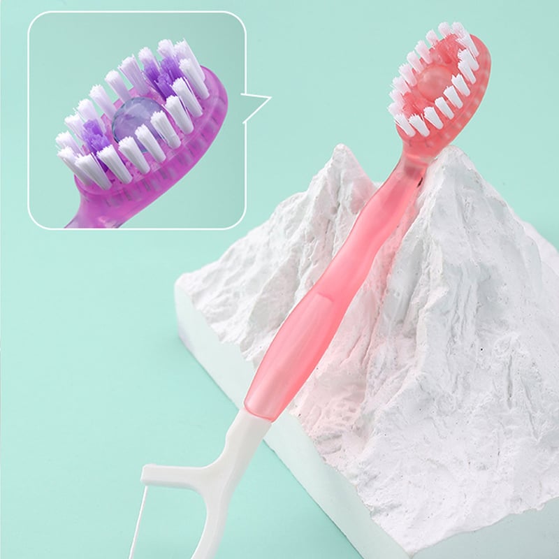 Mini Toothbrush 5 in 1 Tool (Toothpaste + Floss + Pick + Tongue Scraper) Portable Travel Set