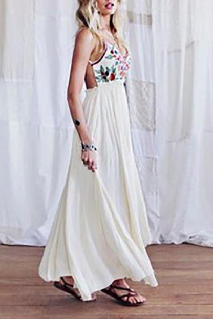 New Bohemian Strap Printing Beach Vacation Dress.AQ