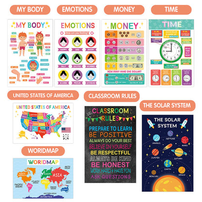 Colorful Educational Posters（16PCS/SET ）