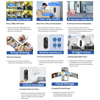Wireless Smart Doorbell Camera – Outdoor Surveillance with HD Night Vision