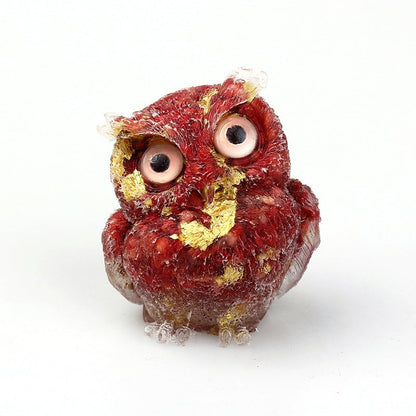 Natural Crystal Gravel Epoxy Owl Ornament