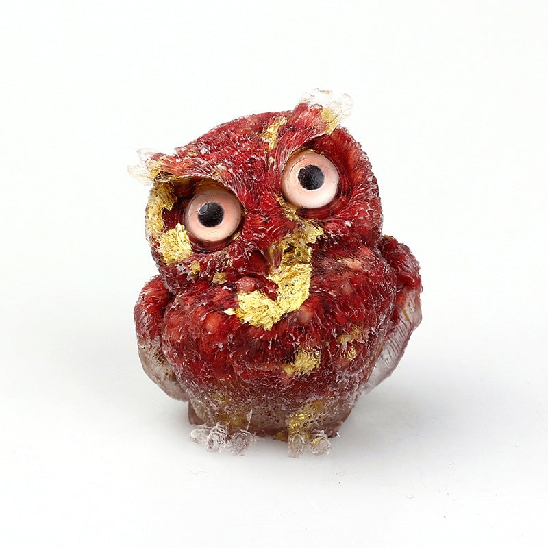 Natural Crystal Gravel Epoxy Owl Ornament