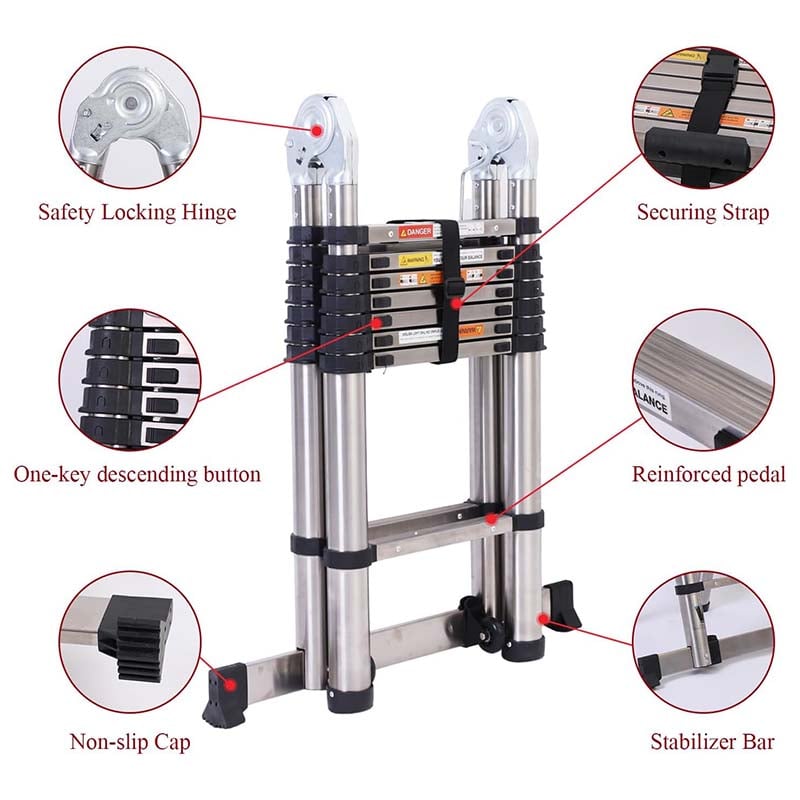 Sakerplus Portable Collapsible Extension Ladder