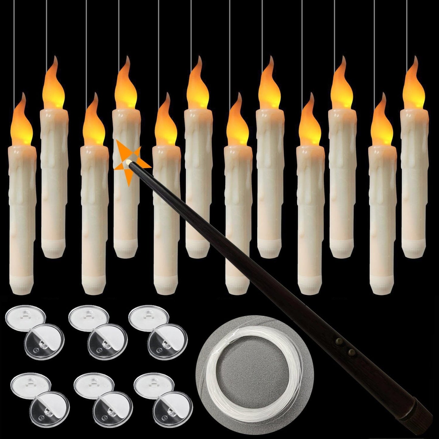 🪄🪄Fantasy Floating Candles with Wand Remote