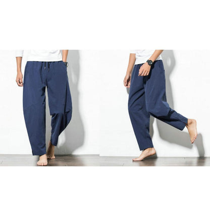 Men's Summer Casual Cotton Baggy Harem Pants