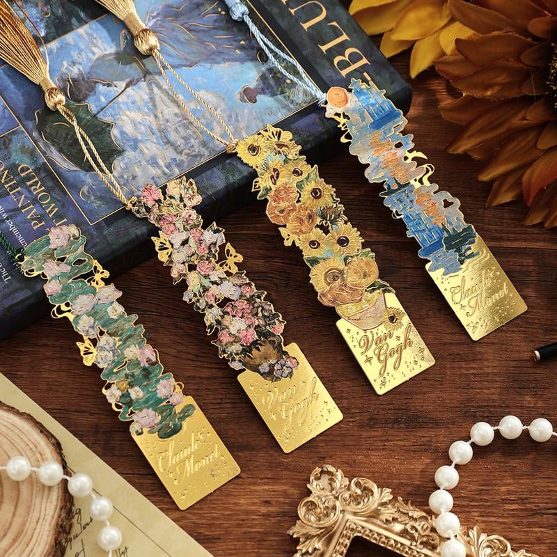 Retro oil painting hollow bookmark