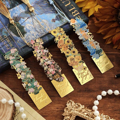 Retro oil painting hollow bookmark