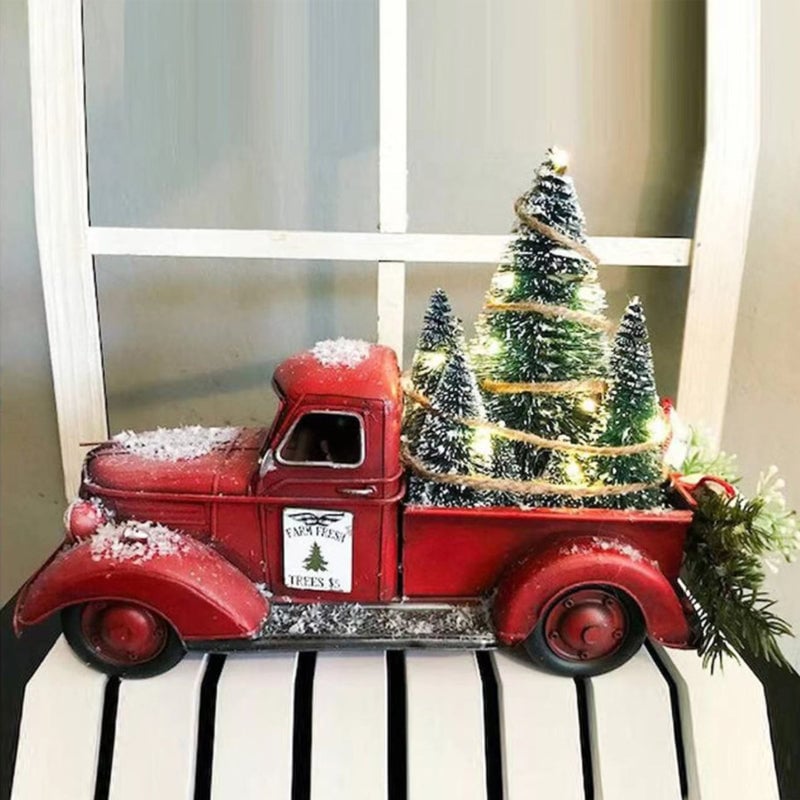 Red Farm Truck Christmas Decorations