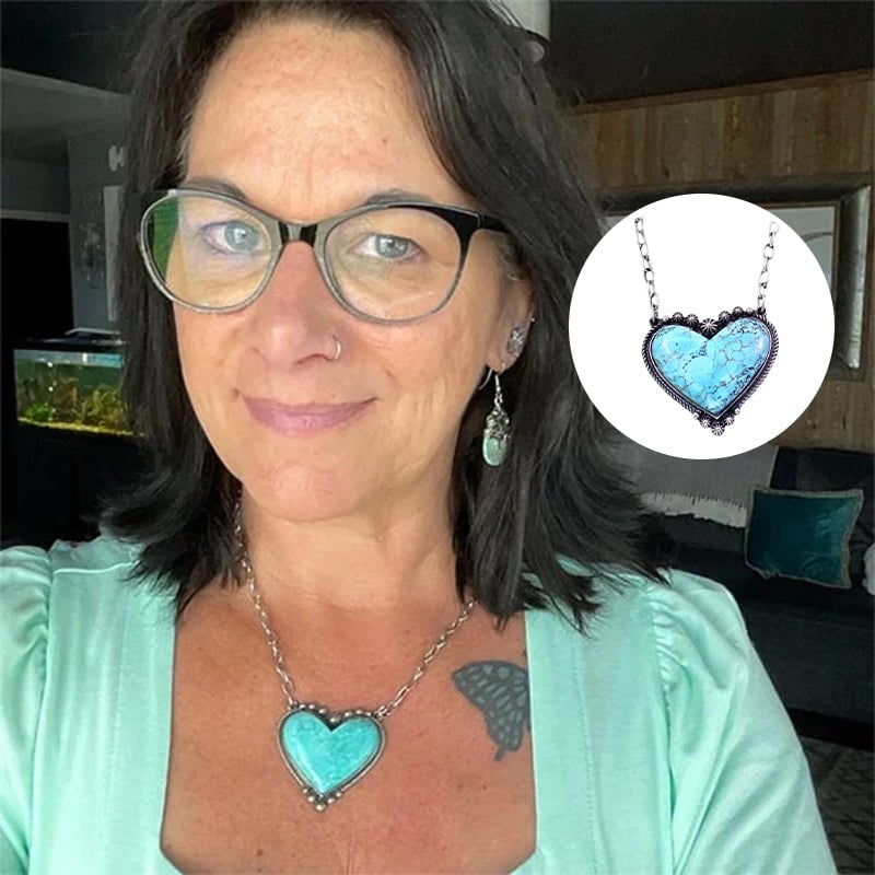 Boho Turquoise Heart Pendant Necklace
