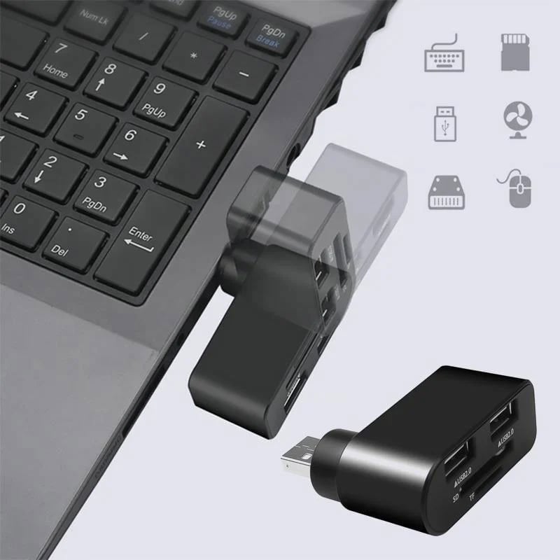 4-in-1 Rotating USB Hub