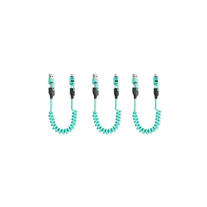Spring retractable 4 in 1 65w fast charging data cable