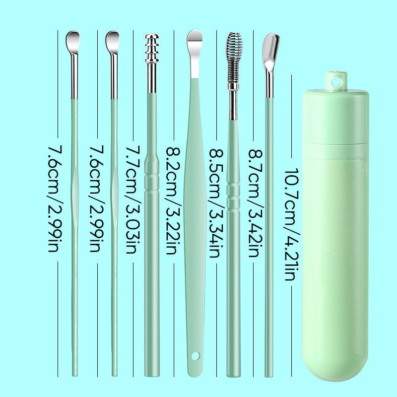 6 Counts Set Stainless Steel Spiral Ear Massage Cleaning Tool