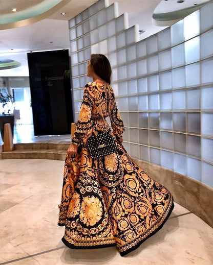 New Elegant designer inspired Vintage floral wrap maxi dress