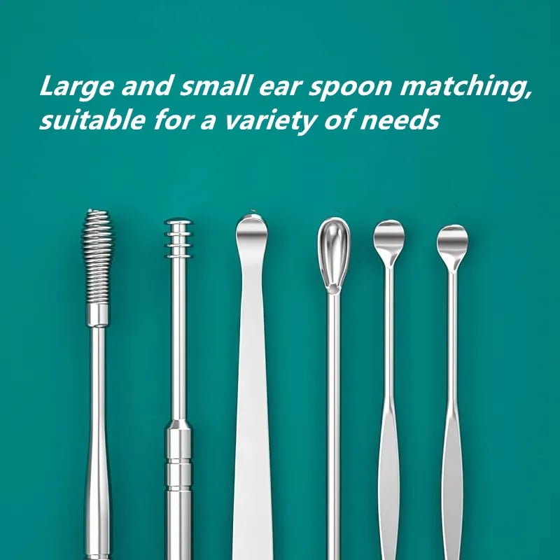 6 Counts Set Stainless Steel Spiral Ear Massage Cleaning Tool