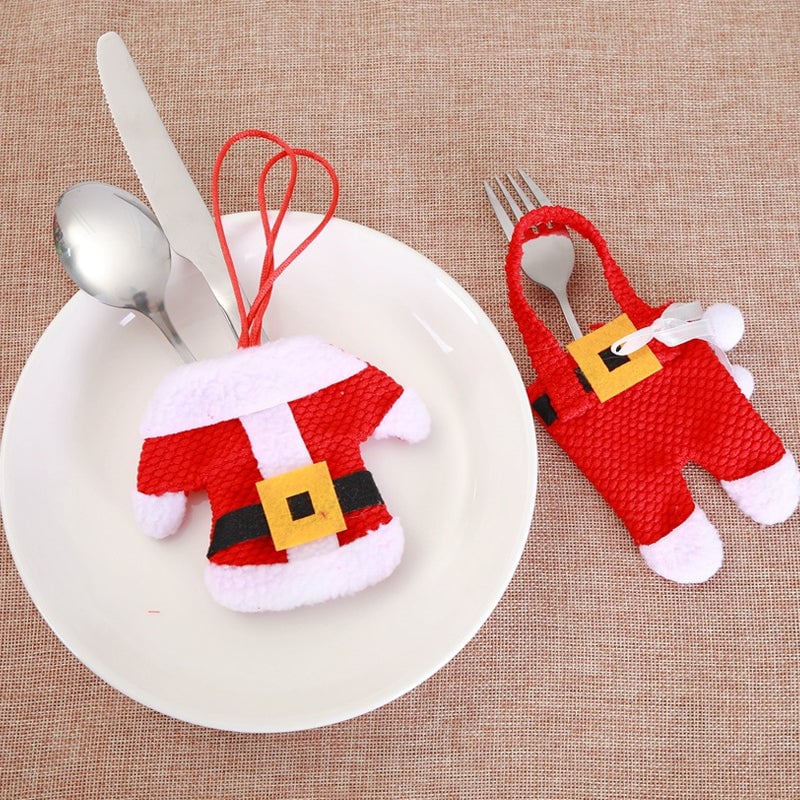 Christmas Silverware Holders Knife Fork Pouch Bag (3 Sets)