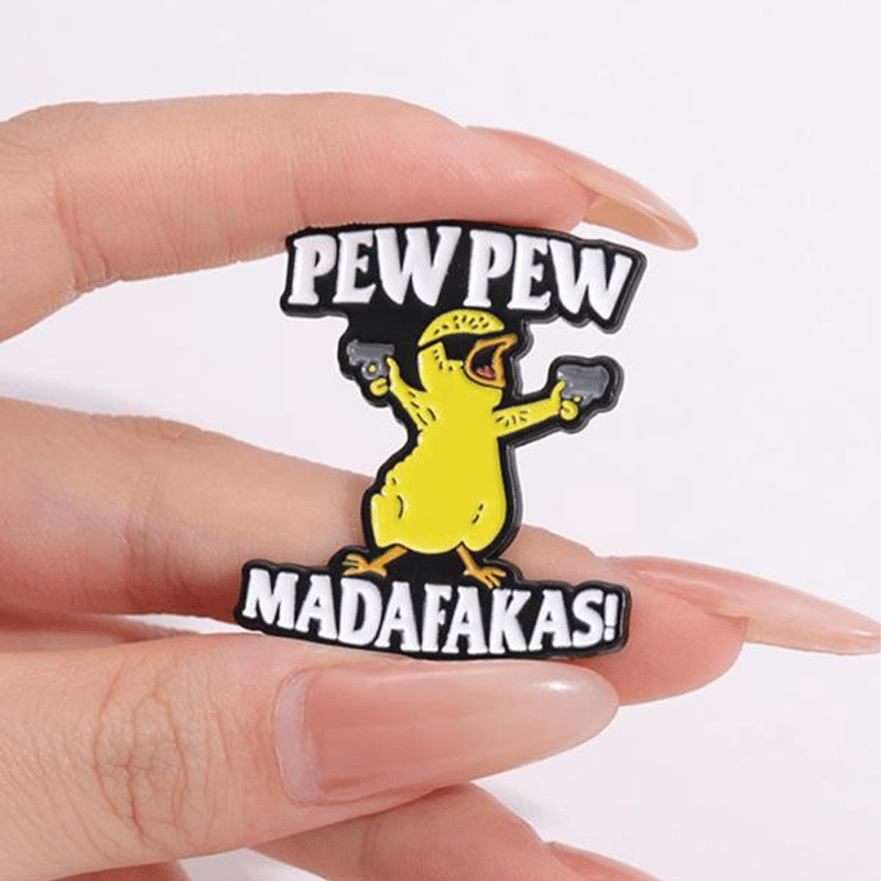 Letter & Cartoon Duck Design Brooch