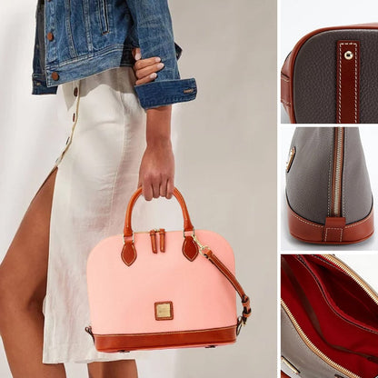 Pebble Leather Zip Zip Satchel