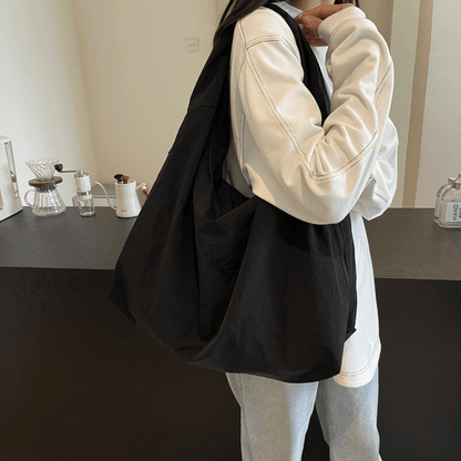 Women's Solid Color Textured Draped Tote Bag