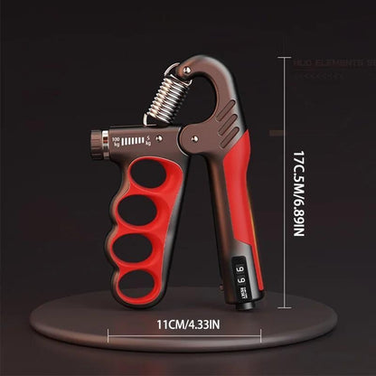 Adjustable electronic counting strength grip