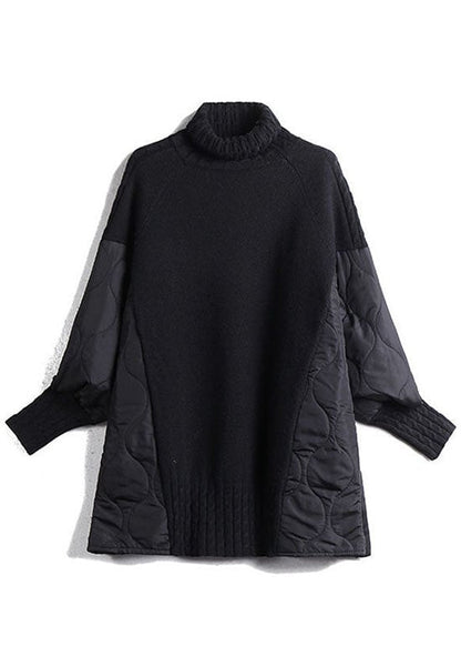 Turtleneck Patchwork Knitted Sweater
